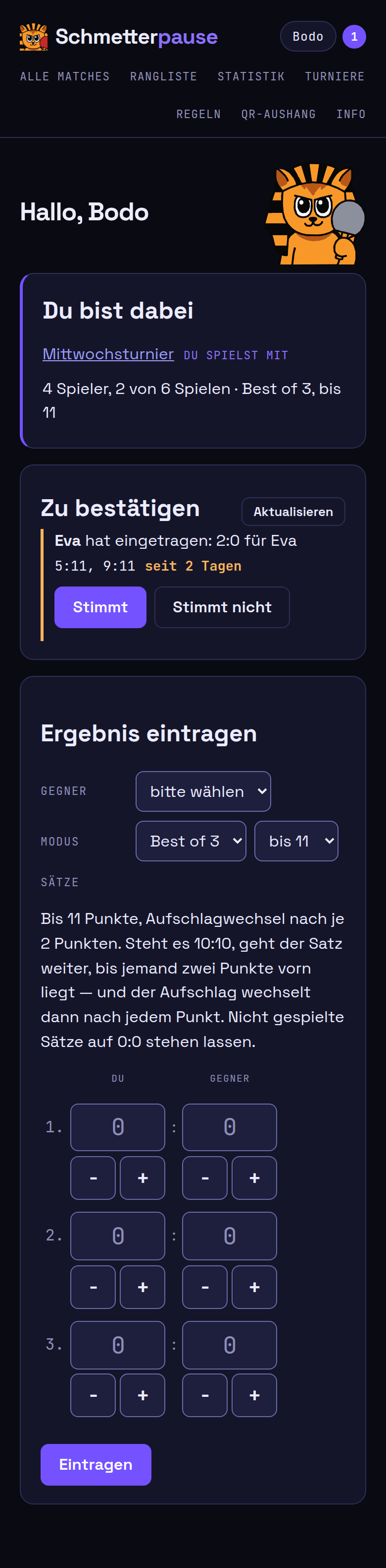 Die Startseite auf einem Telefon